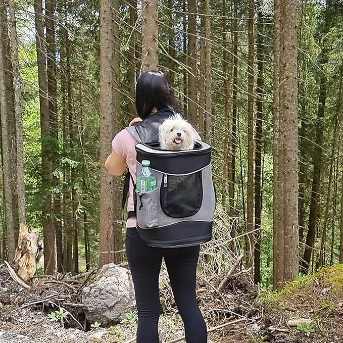 Kritter Planet Pet Carrier Backpack for Cats Dogs, Breathable Pet Backpack with 4 Mesh Window, Portable Pet Carrier for Camping
