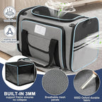 Pet Dog Cat Carrier Soft, Airline Approved Dog Carriers for Small Dogs, Washable Pet Carrier, Large Cat Travel Carriers, Portable TSA Carrier in Cabin, Soft Pet Bag Carrier for Puppy (Grey)