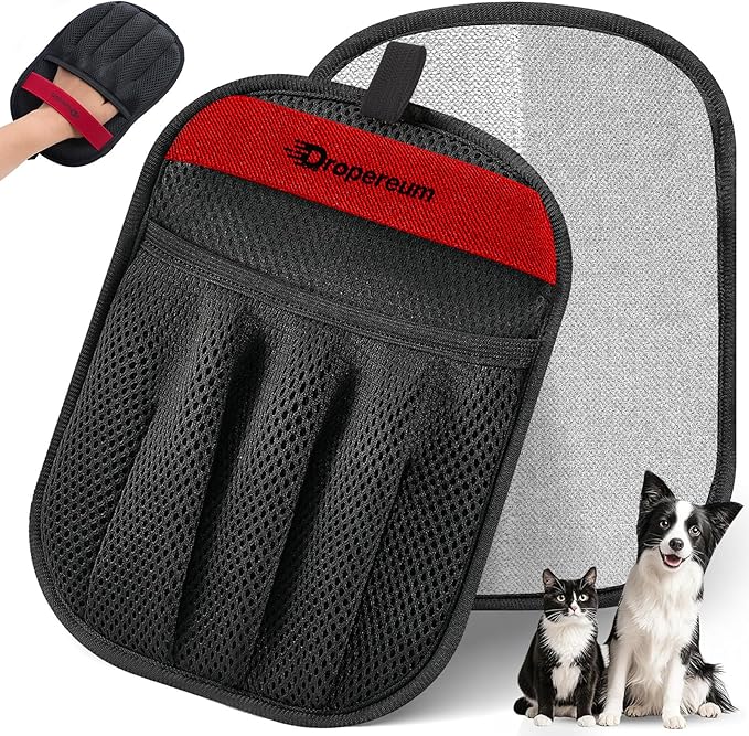 2PCs Pet Hair Removal Glove for Cats & Dogs, Upgraded Five-Finger Electrostatic Pet Hair Gloves, Reusable Magic Brush Pet Hair Remover Tool for Laundry, Car Seat, Couch, Carpet
