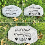 Zatanmulo Personalized Pet Memorial Stone, Garden Memorial Stone Personalized, Dog Headstone, Cat Tombstone, Memorial Plaque Outdoor, Garden Stepping Stone (Memorial Words)