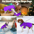Dogcheer Dog Coat, Christmas Dog Jacket Waterproof Puppy Winter Coat for Cold Weather, Reflective Adjustable Pet Snow Jacket Warm Turtleneck Fleece Sweater for Small Medium Large Dogs - Purple, XL