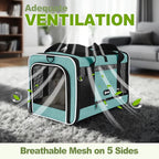 Cat Carrier 18"x11"x11" TSA Approved Ventilated Top Open Softsided Pet Air Travel Bag, Small Animal Basic Crate Shih Tzu Dog Kennel Carry Case, 4-Mesh-Side Kitty Carry on up to 20lbs Teal