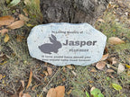 Zatanmulo Personalized Pet Memorial Stone, Garden Memorial Stone Personalized, Rabbit Headstone, Rabbit Tombstone, Memorial Plaque Outdoor, Garden Stepping Stone (Rabbit)