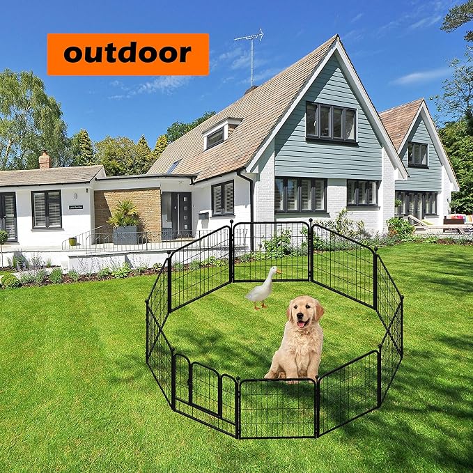 Dog Playpen Designed for Dogs, 32 inch 10 Panels.Perfect Dog Pen for Camping, Yard, RV, Garden Fence, Black (Black, 32inch, 10)