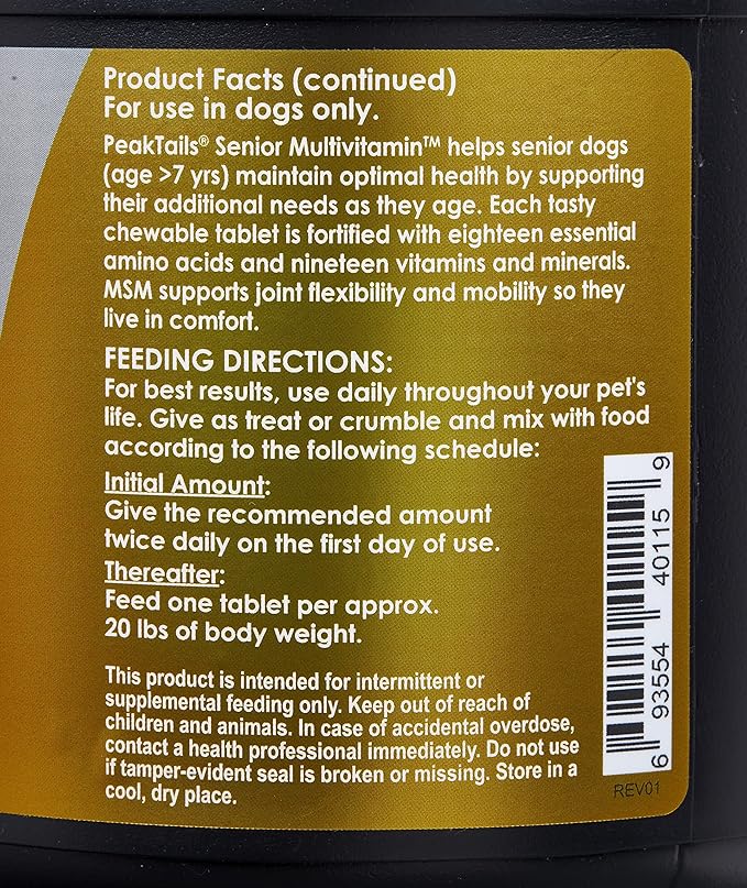Senior Multivitamin for Dogs – 150 Tablets with MSM, Superoxide Dismutase, Vitamin C & 19 Essential Nutrients – Supports Joint Health & Overall Wellness